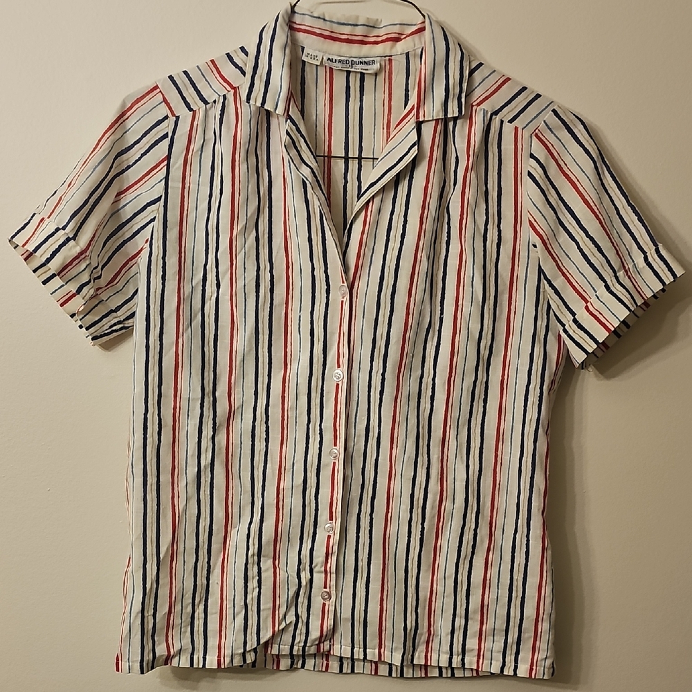 Alfred Dunner Red and Blue Striped Men's Shirt